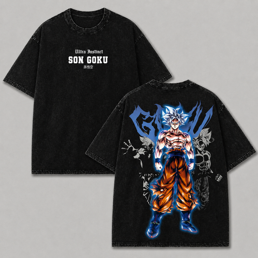 Retro Vintage Limited Goku Ultra Instinct Washed T-Shirt Dragon Ball Super Anime Graphic Tee Oversized Streetwear Gift for Saiyan Fans