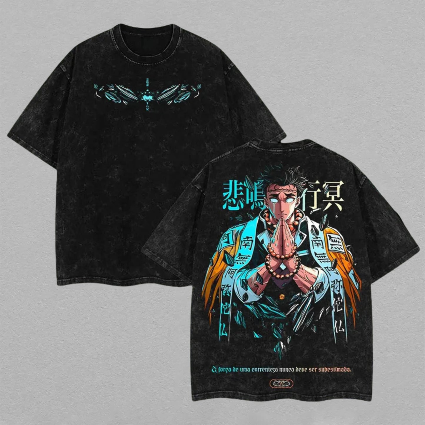 Gyomei Himejima Demon Slayer Stone Hashira | Retro Vintage Washed T-Shirt | Limited Edition Oversized Streetwear