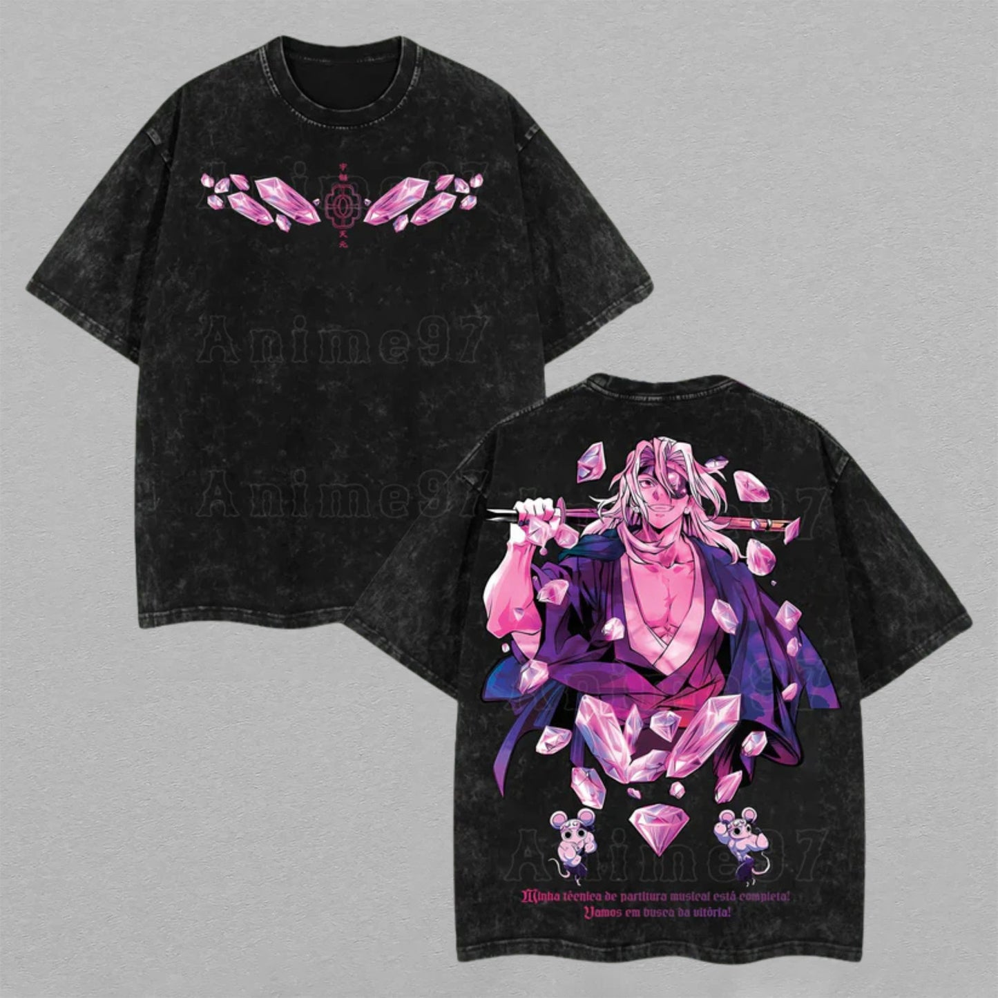 Tengen Uzui Demon Slayer Sound Hashira | Retro Vintage Washed T-Shirt | Limited Edition Oversized Streetwear