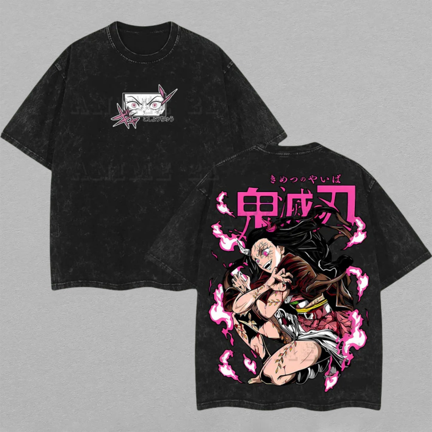 Nezuko Kamado Demon Slayer Awakened | Retro Vintage Washed T-Shirt | Limited Edition Oversized Streetwear