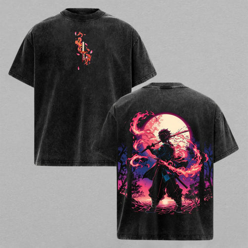 Tanjiro Kamado Demon Slayer Kimetsu no Yaiba | Retro Vintage Washed T-Shirt | Limited Edition Oversized Streetwear