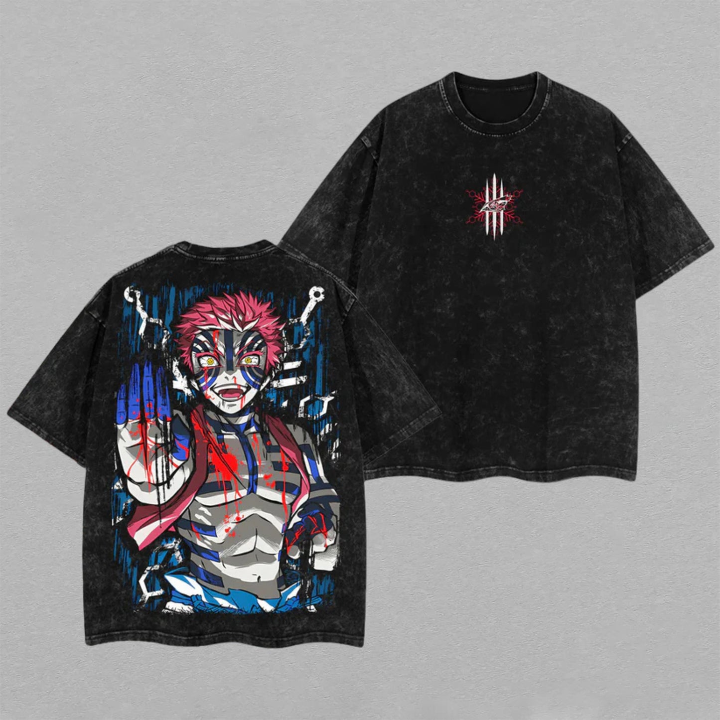 Akaza Demon Slayer Heavyweight Edition | Retro Vintage Washed T-Shirt | Limited Edition Oversized Streetwear