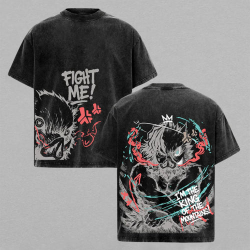 Inosuke Hashibira Demon Slayer Anime Fan | Retro Vintage Washed T-Shirt | Limited Edition Oversized Streetwear