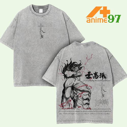 Limited Edition Eren Yeager Founding Titan Attack on Titan Anime Retro Vintage Washed T-shirt Oversized Streetwear Graphic Tee Perfect Gift for AOT Fans and Anime Lovers