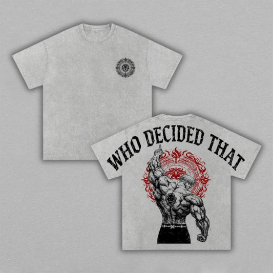 Escanor Seven Deadly Sins Tee Washed Who Decided That Vintage Washed Oversized Heavyweight Cotton Anime Graphic T-shirt Unisex Animecore Streetwear Gift for Escanor Anime Fans
