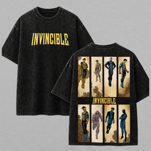 Invincible Mark Grayson Evolution Comic Panel Washed T-shirt Limited Retro Vintage Oversized Streetwear Graphic Tee Gift for Fans