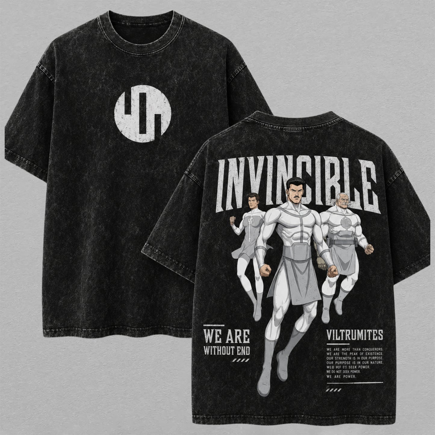 Invincible Viltrumites We Are Without End Washed T-shirt Limited Retro Vintage Oversized Streetwear Comic Graphic Tee Gift for Fans