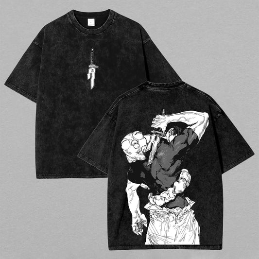 Retro Vintage Limited Toji Fushiguro Washed T-Shirt Jujutsu Kaisen Anime Graphic Tee Oversized Streetwear Gift for Anime Fans