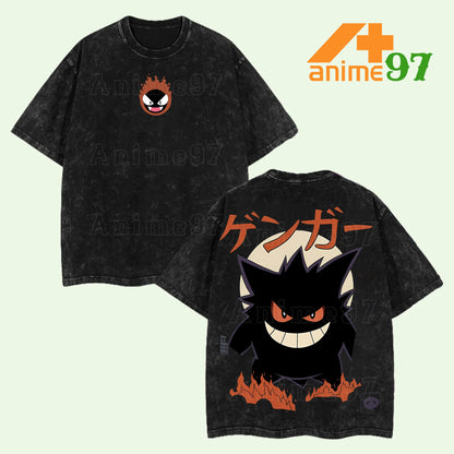 Limited Edition Lavender Gengar Pokemon Anime Retro Vintage T-shirt Oversized Streetwear Graphic Tee Perfect Gift for Pokemon Fans and Anime Lovers