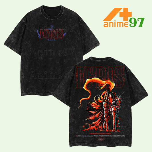 Limited Edition Igris the Blood-Red Commander Solo Leveling Shadow Anime Retro Vintage Washed T-shirt Oversized Streetwear Graphic Tee Perfect Gift for Solo Leveling Fans and Sung Jinwoo Lovers