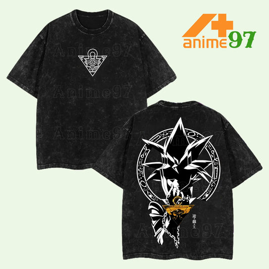 Limited Edition Yami Yugi Millennium Puzzle Yu-Gi-Oh! Anime Retro Vintage Washed T-shirt Oversized Streetwear Graphic Tee Perfect Gift for Yu-Gi-Oh! Fans and Anime Lovers