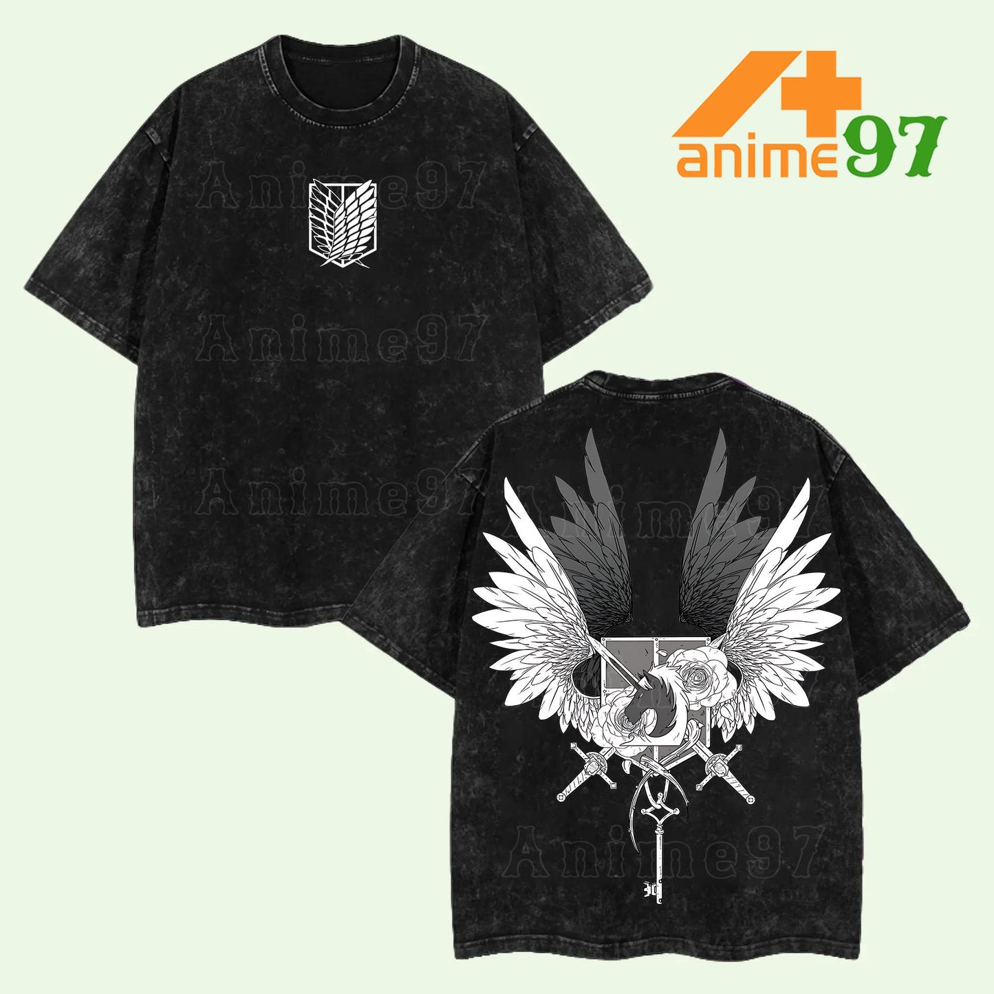 Limited Edition Wings of Freedom Scout Regiment Attack on Titan Anime Retro Vintage Washed T-shirt Oversized Streetwear Graphic Tee Perfect Gift for AOT Fans and Anime Lovers