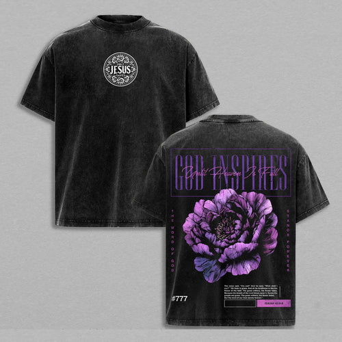 Jesus Saves Floral God Inspires Christian Retro Vintage Washed T-Shirt Limited Oversized Streetwear Religious Graphic Tee Gift for Believers