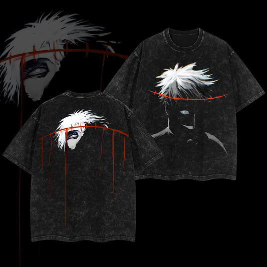 Ken Kaneki Tokyo Ghoul Dark Aesthetic Blood Eye Retro Vintage Washed Graphic T-Shirt - Limited Edition Streetwear Oversized Aesthetic Tee - Premium Anime Manga Apparel