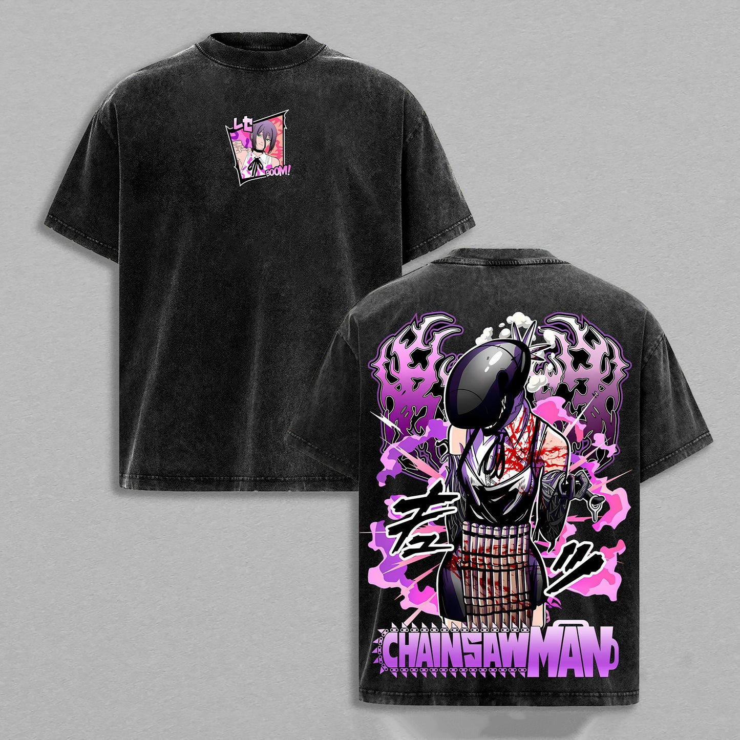 Reze Bomb Girl Chainsaw Man Public Safety Retro Vintage Washed Graphic T-Shirt - Limited Edition Streetwear Oversized Aesthetic Tee - Premium Manga Style Apparel