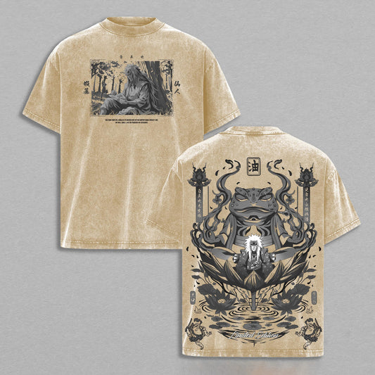 Jiraiya Naruto Toad Sannin Ninja | Retro Vintage Washed T-Shirt | Limited Edition Oversized Streetwear