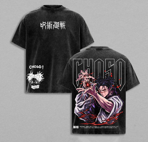 Choso Jujutsu Kaisen Blood Manipulation | Retro Vintage Washed T-Shirt | Limited Edition Oversized Streetwear