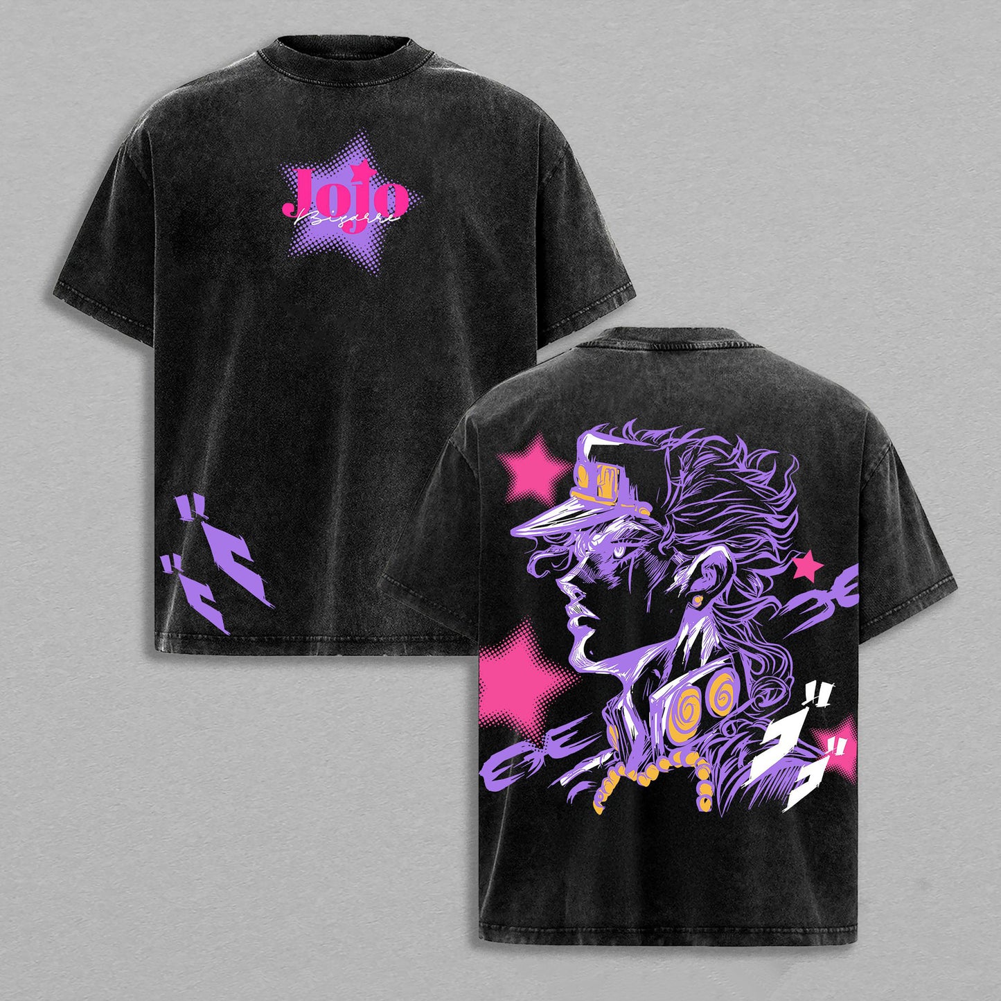 Jotaro Kujo JoJo's Bizarre Adventure Crusaders | Retro Vintage Washed T-Shirt | Limited Edition Oversized Streetwear