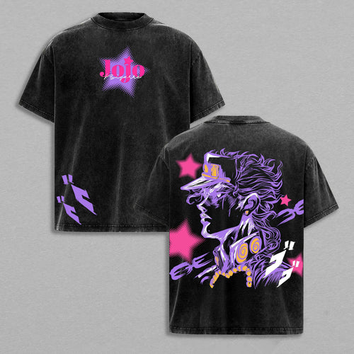 Jotaro Kujo JoJo's Bizarre Adventure Crusaders | Retro Vintage Washed T-Shirt | Limited Edition Oversized Streetwear