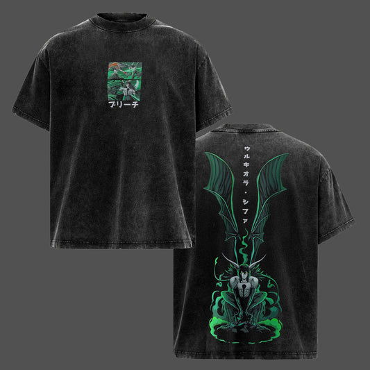 Ulquiorra Cifer Segunda Etapa Bleach Retro Vintage Washed Graphic T-Shirt - Limited Edition Streetwear Oversized Aesthetic Tee - Premium Double Sided Espada Murciélago Print
