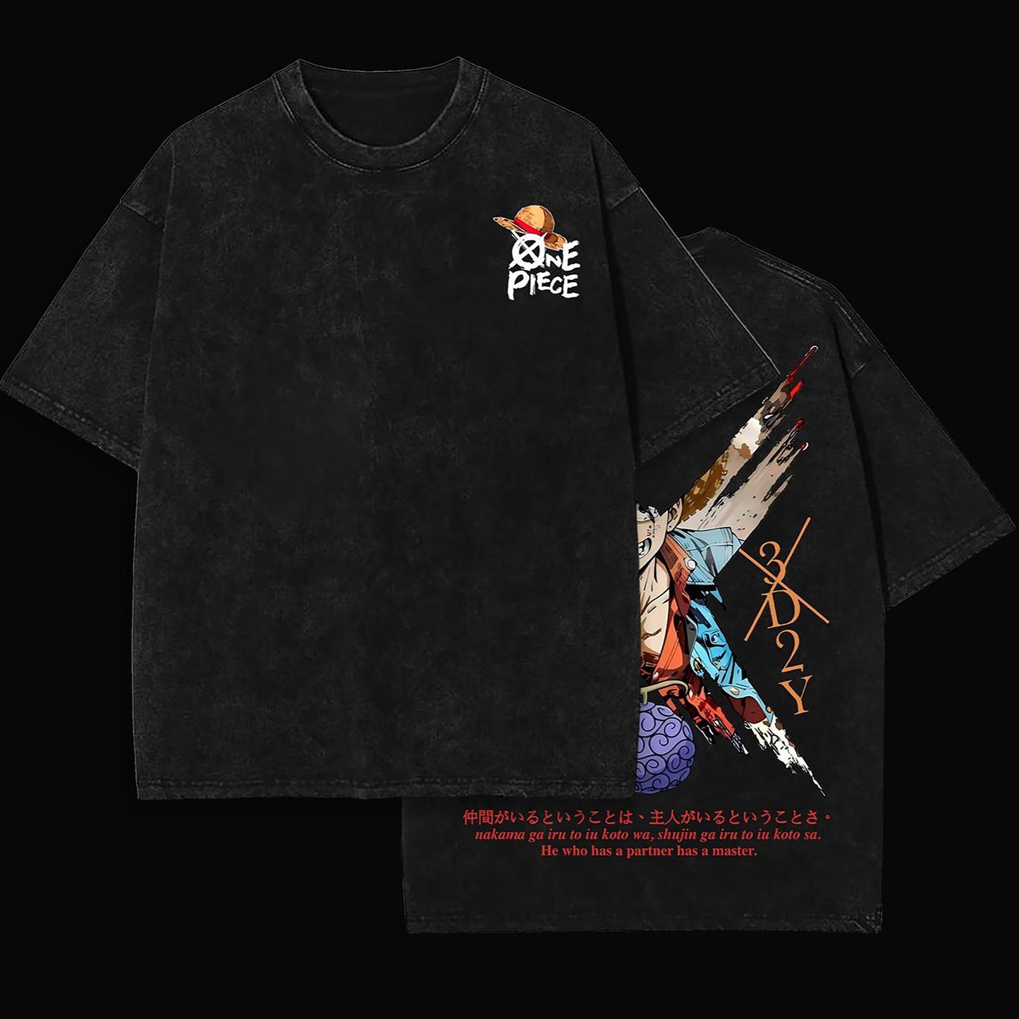 Monkey D. Luffy Pirate King One Piece Retro Vintage Washed Graphic T-Shirt - Limited Edition Streetwear Oversized Aesthetic Tee - Premium Straw Hat Captain Gear