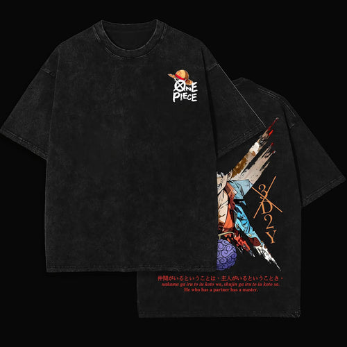 Monkey D. Luffy Pirate King One Piece Retro Vintage Washed Graphic T-Shirt - Limited Edition Streetwear Oversized Aesthetic Tee - Premium Straw Hat Captain Gear