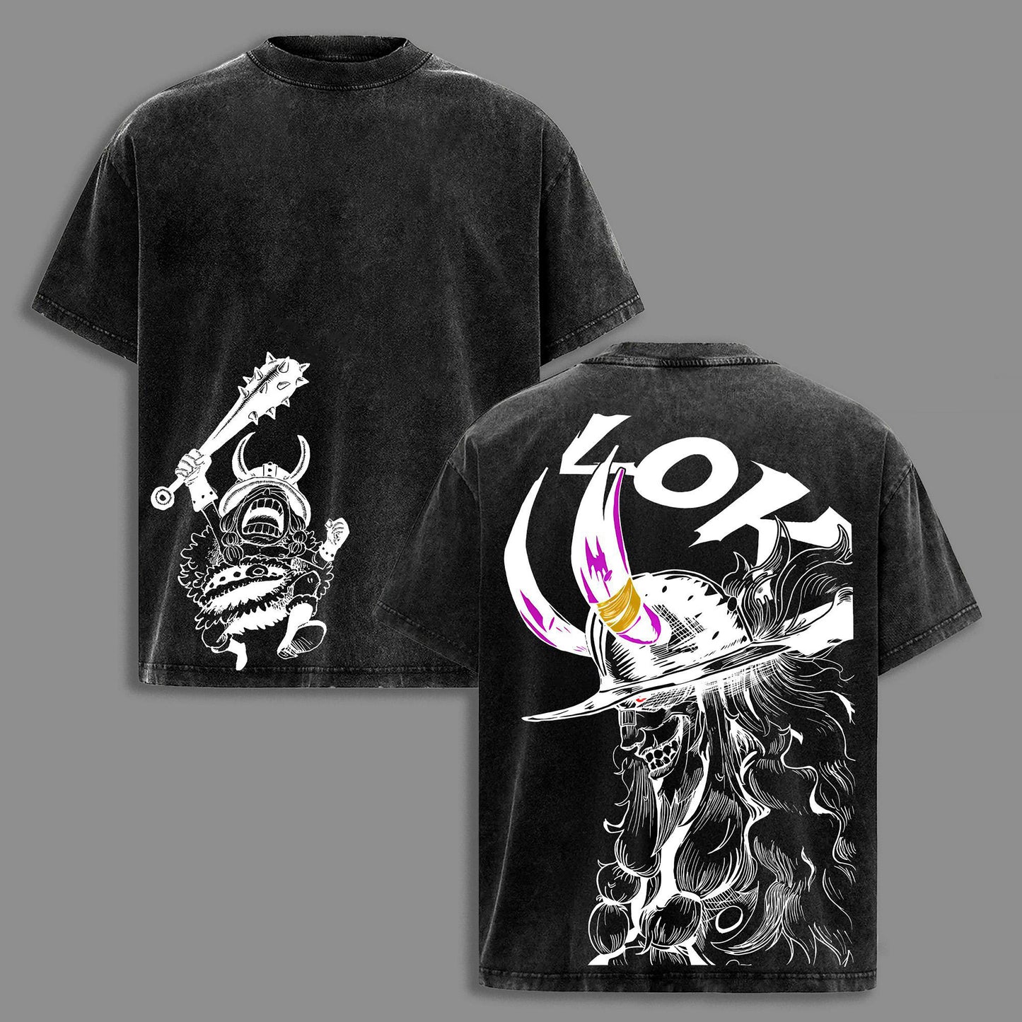 Prince Loki Elbaph Warrior Giant Form One Piece Retro Vintage Washed Graphic T-Shirt - Limited Edition Streetwear Oversized Aesthetic Tee - Premium Double Sided Nordic Warrior Print