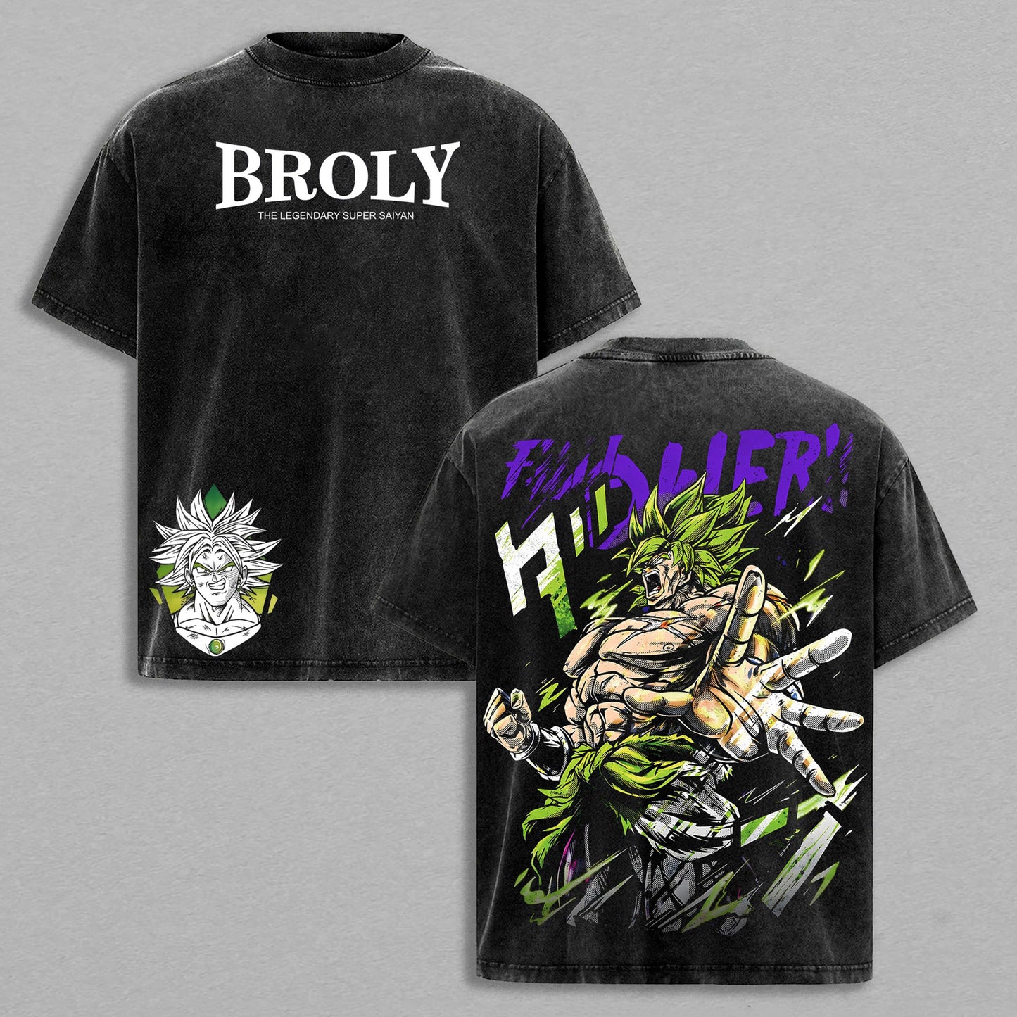 Broly Dragon Ball Z Power Rage | Retro Vintage Washed T-Shirt | Limited Edition Oversized Streetwear