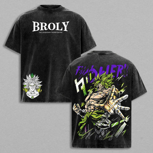 Broly Legendary Super Saiyan Dragon Ball Z Retro Vintage Washed Graphic T-Shirt - Limited Edition Streetwear Oversized Aesthetic Tee - Premium Power Rage Manga Gift