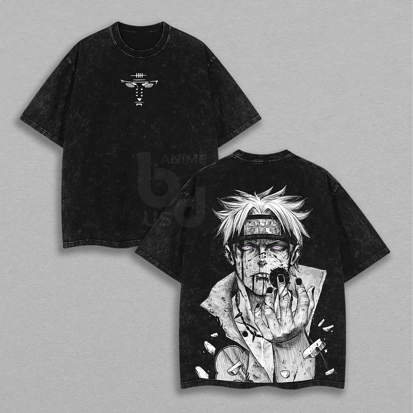 Pain Nagato Naruto Akatsuki Leader | Retro Vintage Washed T-Shirt | Limited Edition Oversized Streetwear
