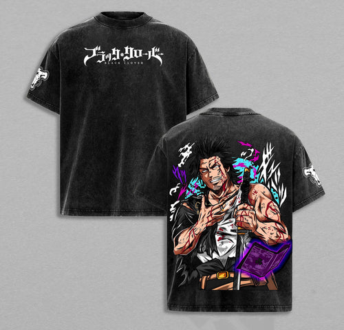 Captain Yami Black Clover Dark Magic | Double-Sided Retro Vintage Washed T-Shirt | Limited Edition Streetwear