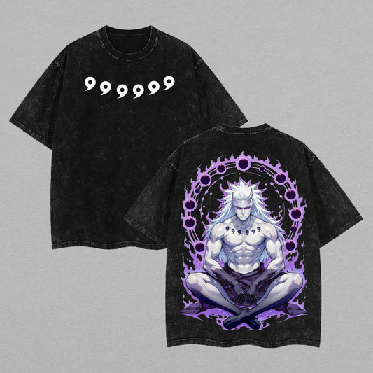 Obito Uchiha Naruto Ten-Tails Jinchuriki | Double-Sided Retro Vintage Washed T-Shirt | Limited Edition Streetwear