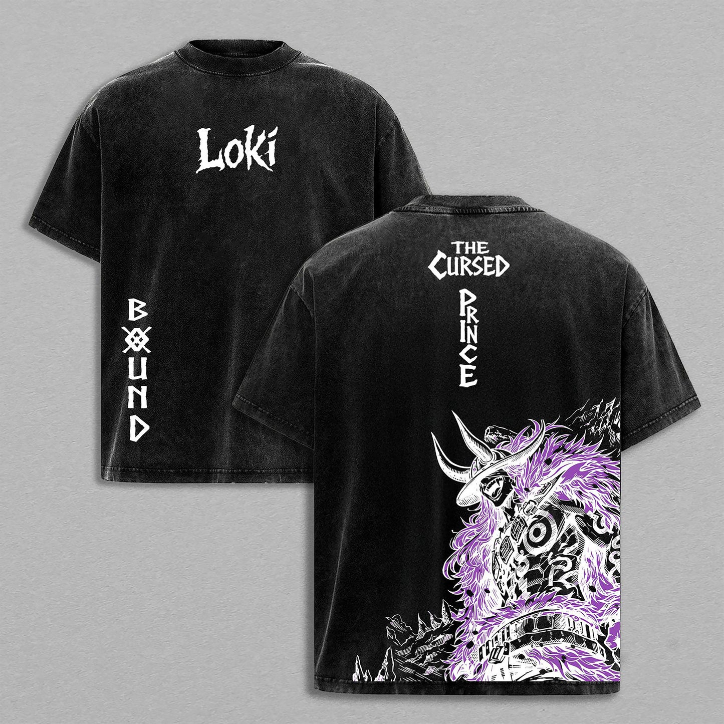 Prince Loki One Piece Cursed Giant | Double-Sided Retro Vintage Washed T-Shirt | Limited Edition Streetwear