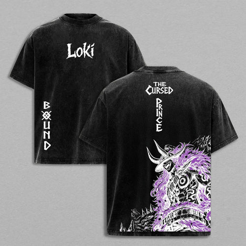 Prince Loki One Piece Cursed Giant | Double-Sided Retro Vintage Washed T-Shirt | Limited Edition Streetwear