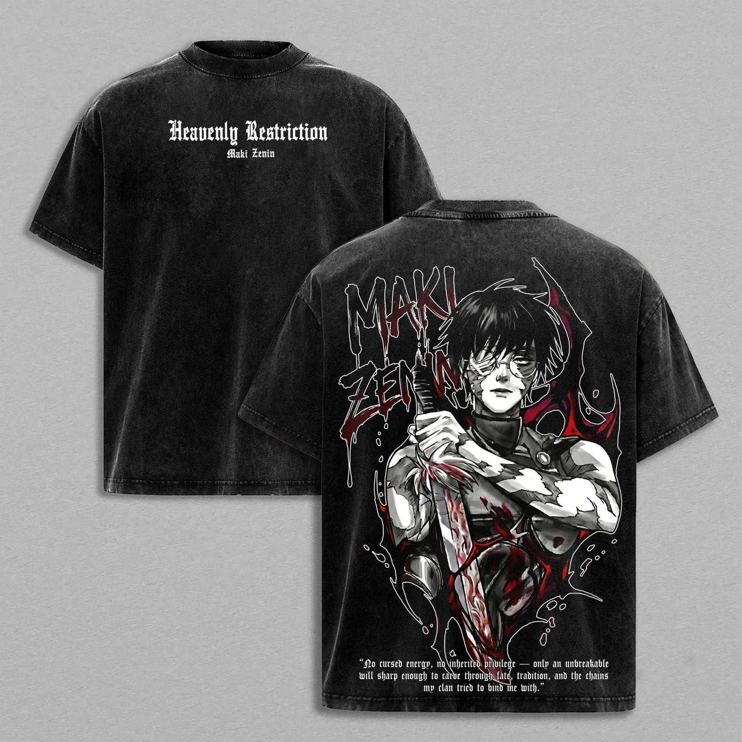 Maki Zenin Jujutsu Kaisen Cursed Tool | Retro Vintage Washed T-Shirt | Limited Edition Oversized Streetwear