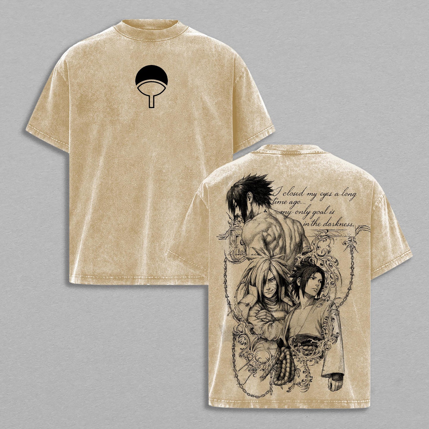 Uchiha Clan Naruto Sasuke & Itachi Duo | Retro Vintage Washed T-Shirt | Limited Edition Oversized Streetwear