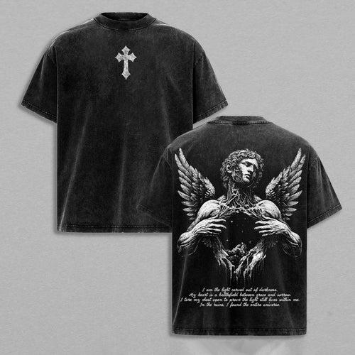 Angel Statue Gothic Dark Aesthetic Retro Vintage Washed T-Shirt Limited Oversized Streetwear Gothic Graphic Tee Gift for Dark Art Fans