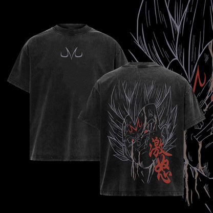 Majin Vegeta Prince of Destruction Dragon Ball Z Retro Vintage Washed Graphic T-Shirt - Limited Edition Streetwear Oversized Aesthetic Tee - Premium Saiyan Warrior Gift