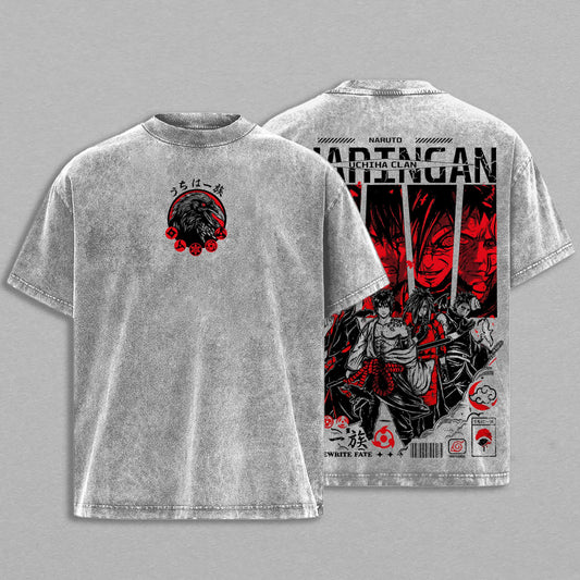 Uchiha Clan Naruto Itachi Sasuke Madara | Retro Vintage Washed T-Shirt | Limited Edition Oversized Streetwear