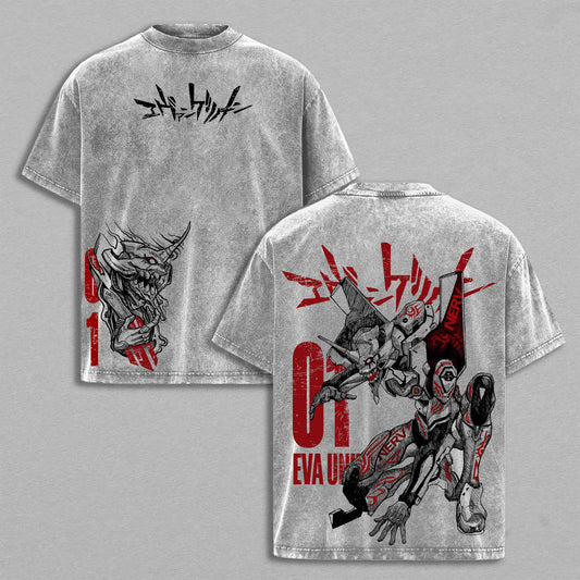 Evangelion Unit-01 Mecha Pilot | Retro Vintage Washed T-Shirt | Limited Edition Oversized Streetwear