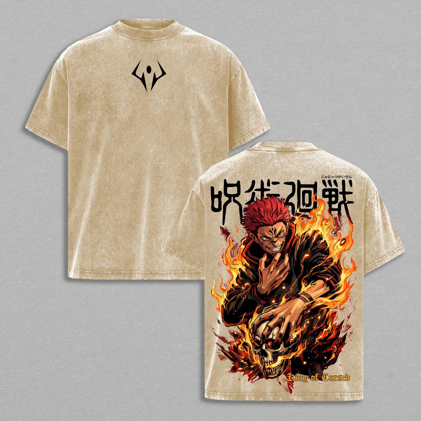 Ryomen Sukuna Jujutsu Kaisen Malevolent King | Retro Vintage Washed T-Shirt | Limited Edition Oversized Streetwear
