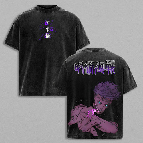 Satoru Gojo Jujutsu Kaisen Honored One | Retro Vintage Washed T-Shirt | Limited Edition Oversized Streetwear