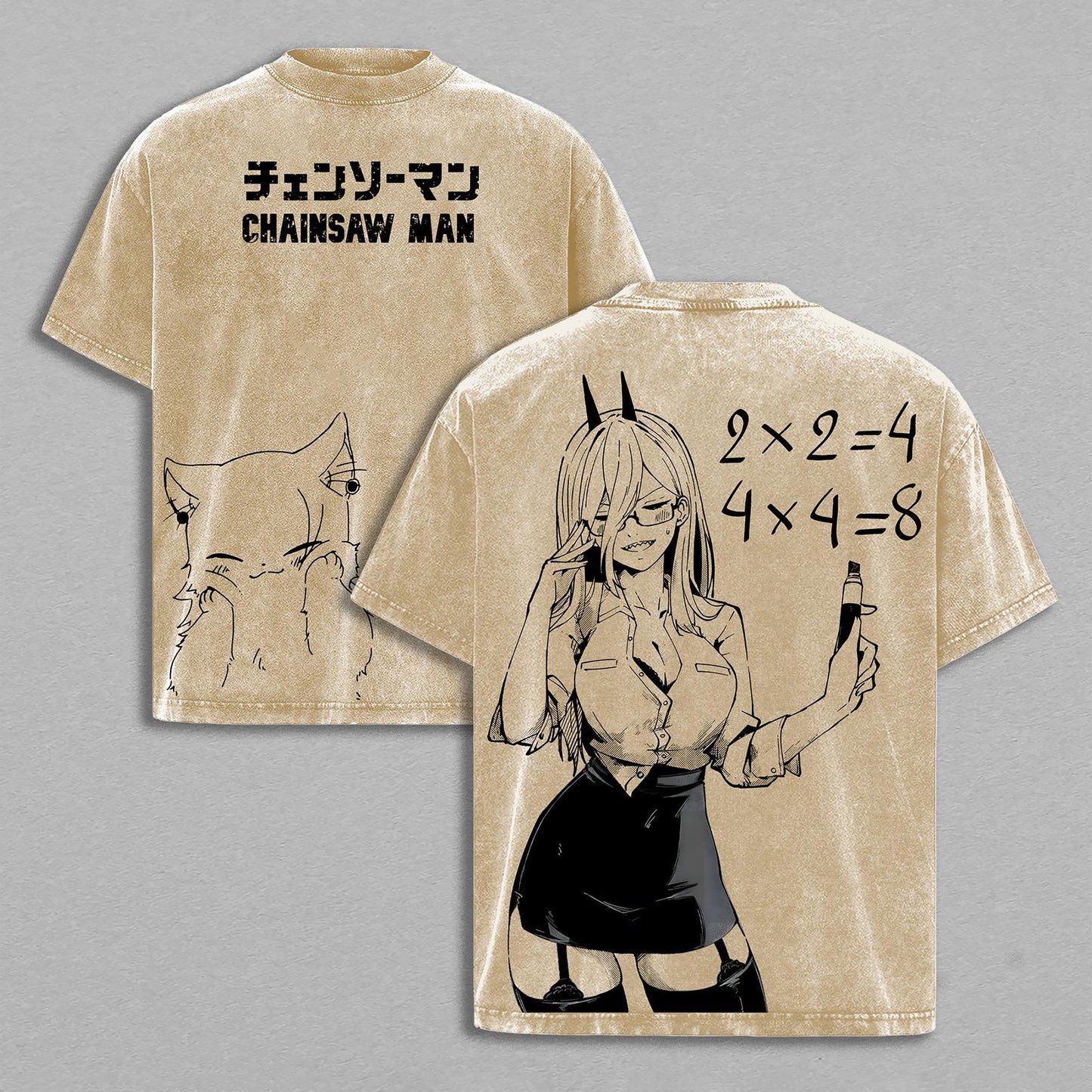 Power Chainsaw Man Blood Devil | Retro Vintage Washed T-Shirt | Limited Edition Oversized Streetwear