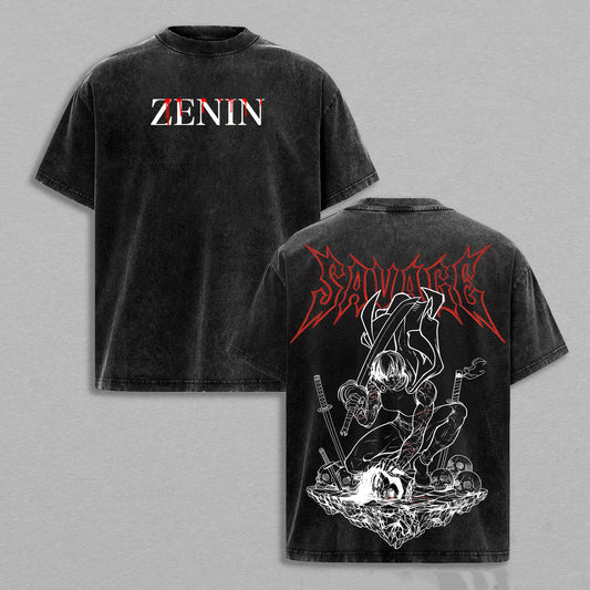 Maki Zenin Jujutsu Kaisen Savage Curse Slayer | Retro Vintage Washed T-Shirt | Limited Edition Oversized Streetwear