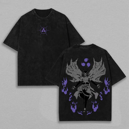 Madara Uchiha Naruto Six Paths | Retro Vintage Washed T-Shirt | Limited Edition Oversized Streetwear