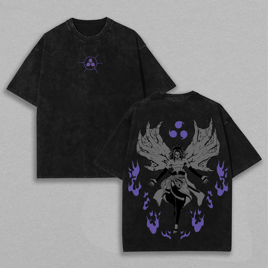 Madara Uchiha Naruto Six Paths | Retro Vintage Washed T-Shirt | Limited Edition Oversized Streetwear