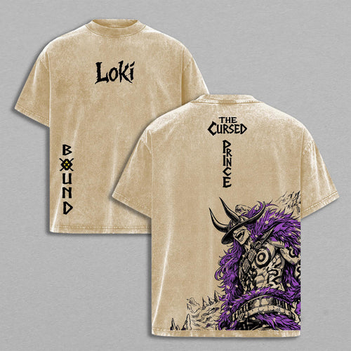 Loki Bound One Piece Elbaf Warrior | Retro Vintage Washed T-Shirt | Limited Edition Oversized Streetwear