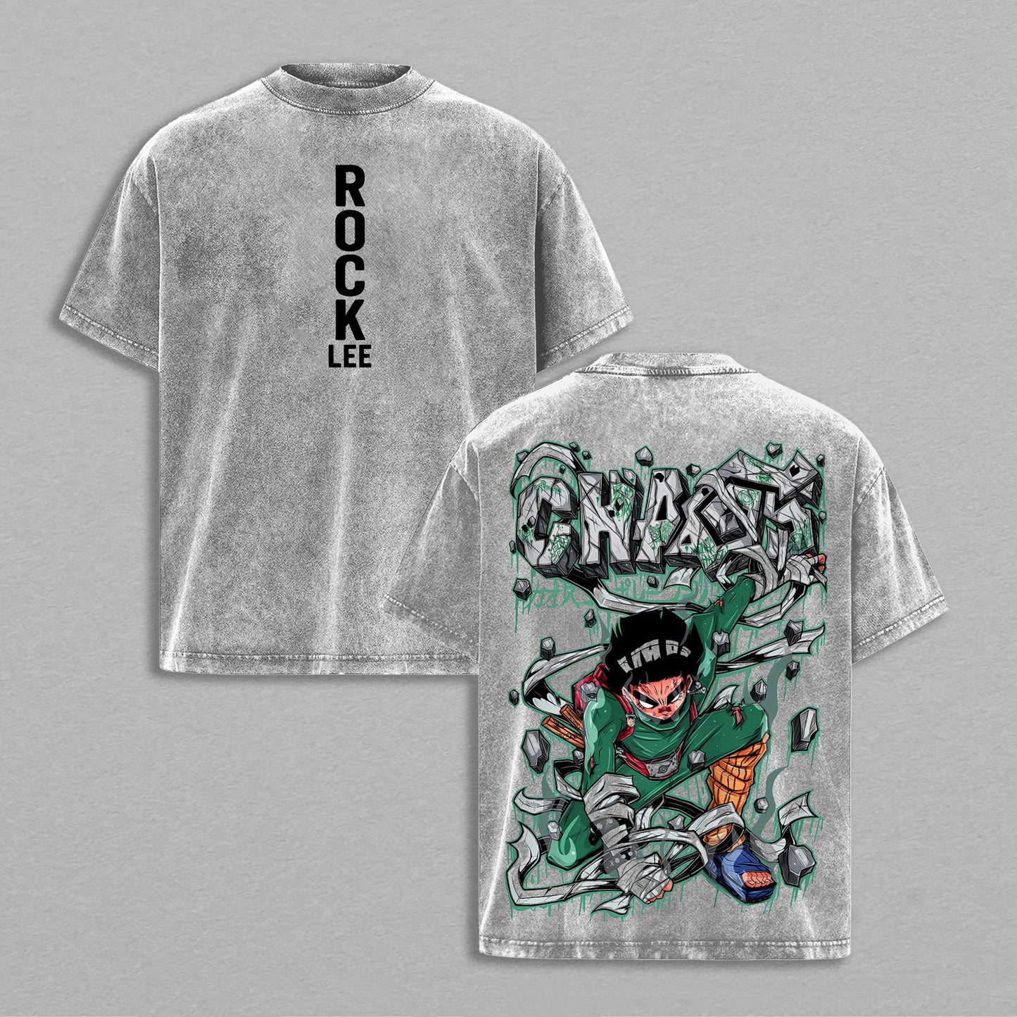 Rock Lee Naruto Taijutsu Fighter | Retro Vintage Washed T-Shirt | Limited Edition Oversized Streetwear