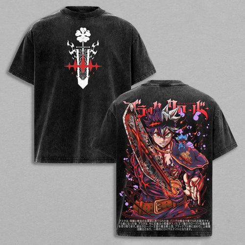 Asta Black Clover Demon Sword | Retro Vintage Washed T-Shirt | Limited Edition Oversized Streetwear