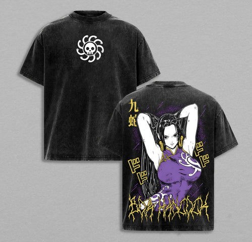 Boa Hancock One Piece Pirate Empress | Retro Vintage Washed T-Shirt | Limited Edition Oversized Streetwear
